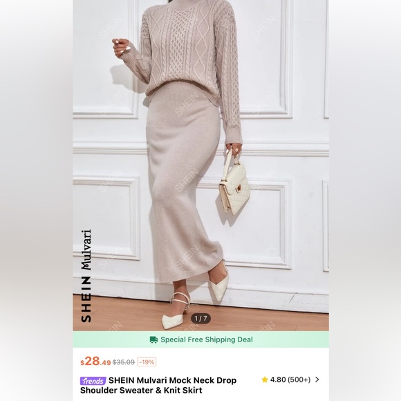 Pink sweater skirt set - Picture 1 of 6
